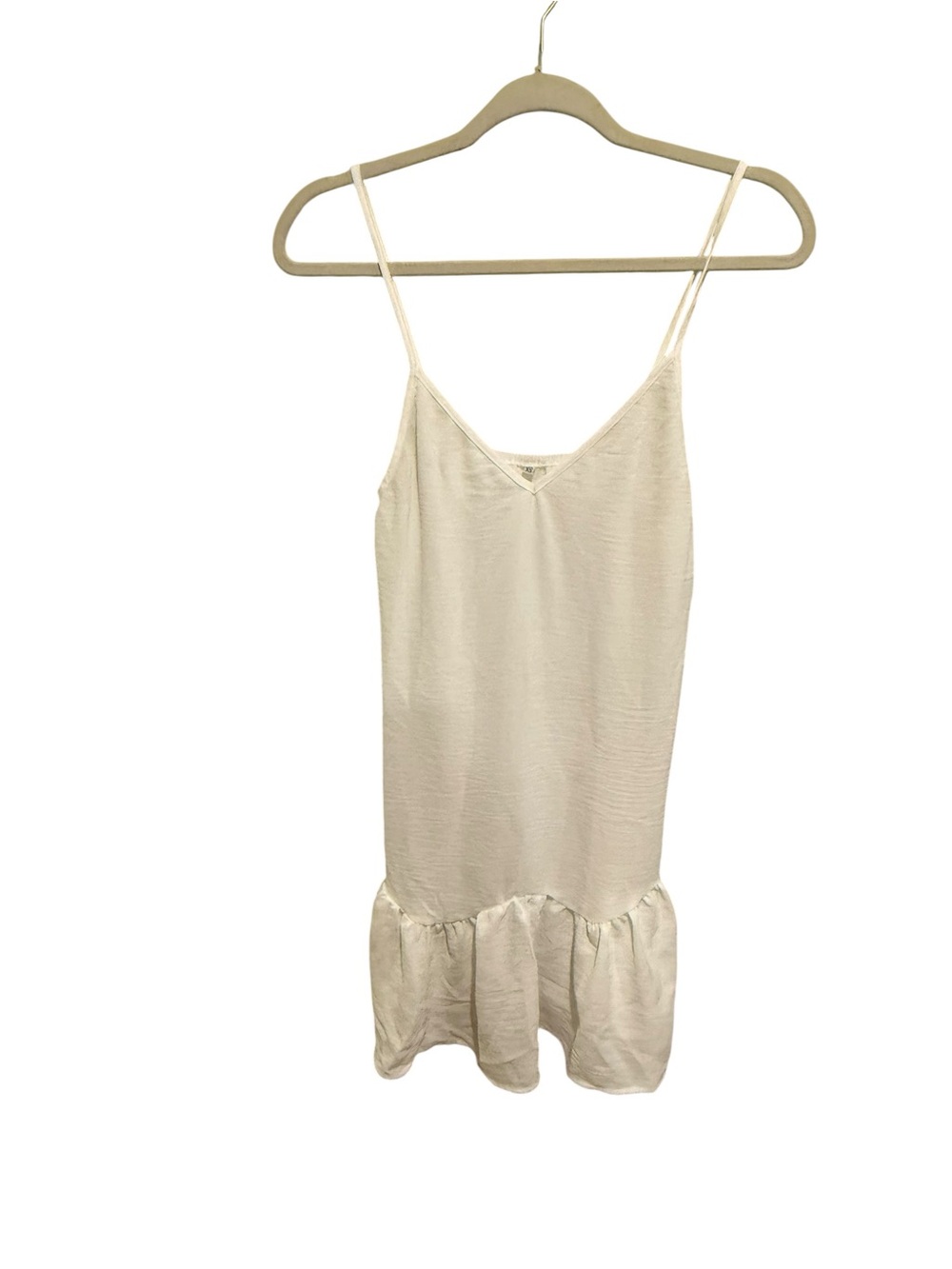 Women's Unbranded Cream Slip Dress with Ruffle Hem - Size XS